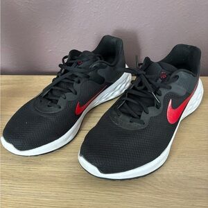 Nike Men's Revolution 6 Next Nature Black University Red Athletic Sneakers